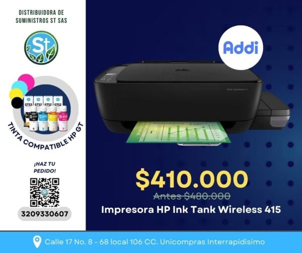 Impresora HP Ink Tank Wireless 415 Remanofacturada